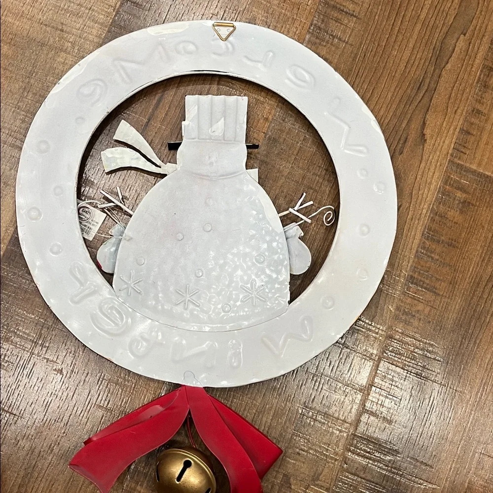 Festive Snowman Holiday Wreath with Red Bow